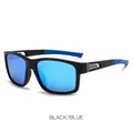 Matte schwarze Sport-Fahrradbrille mit blau verspiegelten Gläsern und rutschfesten Pads - Schwarzer Rahmen Blaue Gläser