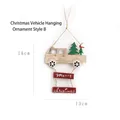 Wooden Christmas truck hanging ornament with tree and bird, Merry Christmas decor - Double Door Truck Wood Pendant