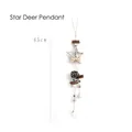 45cm Wooden Christmas star pendant with elk cutout, pine cones and small metal bells - Star Pine Cone Hanging Pendant