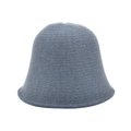 Detailed texture of dark blue knit bucket hat with premium wool blend braided pattern - M(56-58cm) / Blue