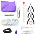 DIY jewelry making kit featuring purple zipper bag, tools, and mixed metallic wires - Set 14 (Purple Tool Bag/Complete Accessories)