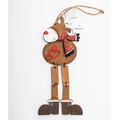 31cm hanging wooden Christmas elk ornament with red scarf and heart decoration - Right Deer