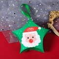 Stervormige groene kerstcadeaudoos met kerstman-print en groen ophanglint - Groen Kerstmansgezicht Met Groen Lint