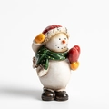 Statuina di pupazzo di neve in resina con cuore rosso, decoro natalizio vintage - Pupazzo di neve 2 (Con cuore/Cappello rosso/Sciarpa a pois)