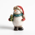 Statuina di pupazzo di neve vintage in resina con cappello rosso e pacco regalo - Pupazzo di neve 1 (Con regalo/Cappello rosso/Sciarpa verde)