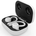 Auricolari sportivi wireless bianchi con ganci e custodia di ricarica interna nera - Versione A Pulsante / Rosa Nuvola
