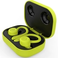 Wireless sport earbuds in lemon yellow finish with charging case and ear hook design - Button Version / Vitality Yellow