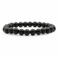 Poliertes Armband aus schwarzen Obsidianperlen für Damen auf weißem Hintergrund - Schwarz