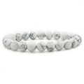 Minimalistisches weißes Howlith-Steinperlenarmband mit Marmortextur und Gummiband - Howlith Marmor
