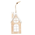 Ornamento natalizio a forma di casa in legno nordico con vernice bianca e corda di canapa - Casetta Bianca / Bianco
