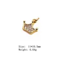 Gold crown pendant with white zircons for jewelry making, size 11x10.5mm - 10# Crown Shape