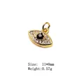 Golden evil eye charm with micro-paved zircons and black center stone, 11x8mm size - 9# Eye Charm