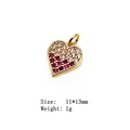 Gold heart charm with micro-set red and clear zircons, 11x13mm size pendant - 2# Pink White Zircon Heart