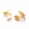 Cute gold ghost stud earrings for Halloween featuring minimalist polished metal design - Halloween Ghost (156) / Gold