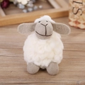Cute white and grey wool felt sheep ornament with curly wool texture for desk decor - Fat Sheep