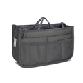 Gray multifunctional tote bag organizer insert with mesh pockets and zip closure - Large / Gray