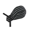 Detail of chef skull cap featuring black and white stripes and adjustable side straps - Black & White Stripes