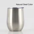 12oz double-wall insulated egg-shaped wine tumbler in original stainless steel finish - 12oz / Steel Color