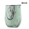 12oz double-wall insulated egg-shaped wine tumbler with light green birch wood grain finish - 12oz / Birch Wood Color