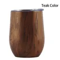 Vacuum insulated stainless steel wine tumbler with natural teak wood grain finish - 12oz / Teak Wood Color