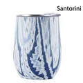 Santorini style 12oz double-wall insulated egg cup with blue and white waves - 12oz / Santorini Style