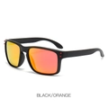 Classic polarized sports sunglasses with black frames and orange mirrored lenses - Black Frame Orange Lens