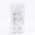 Box of 36 white Christmas ball ornaments in shiny glitter and matte textures - 36Pcs/4cm / White