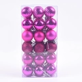 Detail of rose red Christmas balls in various finishes like glitter, matte, and glossy - 36Pcs/4cm / Rose Red