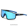 Outdoor sports cycling sunglasses with black frame and blue mirrored lenses - Black Frame Blue Lens