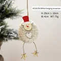 Pupazzo di neve intrecciato a mano con cappello rosso e stelle in legno, decoro 29x10x4cm - Pupazzo di neve appeso / Bianco