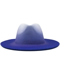Klassieke fedora vilten hoed met koningsblauw verloop, brede rand en wolstructuur - M (56-58cm) / Koningsblauw gradiënt