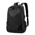 Black Oxford cloth business laptop backpack with external USB charging port - Black