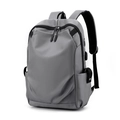 Gray minimalist Oxford cloth backpack with USB charging port shown on white background - Light Gray