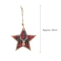 Christmas wooden star ornament with reindeer head and red tartan pattern, 20cm height - Wooden Ornament—Star Reindeer