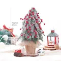 40 cm kleiner Weihnachtsbaum für den Tisch mit Kunstschnee, roten Beeren und Jute-Basis - 40cm Großer Beerenbaum / Wie abgebildet