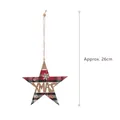 Christmas star ornament with red black buffalo plaid pattern and XMAS cutout text - Wooden Ornament—Five-Pointed Star