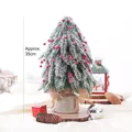 35cm Mini-Tisch-Weihnachtsbaum mit Schneeeffekt, roten Beeren und Jutefuß-Design - 35cm Kleiner Beerenbaum / Wie abgebildet