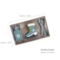 Morandi blue wooden sled and skates Christmas tree ornaments in window box set - Sleigh and Ski Set (3 Pcs)