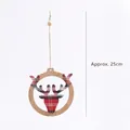 Christmas wooden reindeer pendant with red buffalo plaid pattern, 25cm hanging ornament - Wooden Ornament—Round Reindeer