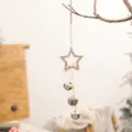 Nordic gold glitter star hanging ornament with 3 bells and ribbon for Christmas trees - Star Bell