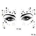 Dettaglio di adesivi per il viso con stelle nere, perle bianche e strass scintillanti, YT-84 - YT-84