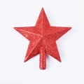 Detailed view of 3D sparkling red glitter star topper for Christmas tree decoration - 10cm / Red