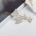Elegante fermaglio per capelli a farfalla dorato con strass scintillanti incastonati - 4 Farfalle (E1230) / Oro