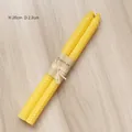 Set of two vibrant yellow 20cm beeswax candles with hexagonal honeycomb texture - Energetic Vitality Yellow