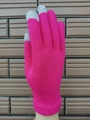 Winter thermal knit touchscreen gloves in rose pink with grey conductive fingertips - Rose Red