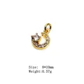 Golden crescent moon pendant charm with micro-pave zircons for jewelry making - Style 13# Single Stone Moon