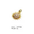 Golden sun pendant charm with micro-pave zircons for jewelry making, 12x15mm size - Style 1# Sun Flower