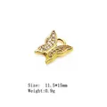 Golden butterfly charm with micro-paved zircons and ring connector, 11.5x15mm size - Style 2# Butterfly