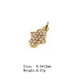 Golden Hamsa Hand charm with micro-pave zircons for jewelry making, 8.5x12mm size - Style 15# Hamsa Hand