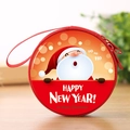Christmas Santa Claus round coin purse with zipper and festive red lanyard gift - Round / 7.5*3.5cm / Christmas 1 - Santa Claus